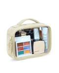 BAGSMART Clear TSA-Approved Toiletry Bag, Puffy Edges Travel Makeup Bag, Large Opening with Handle, Clear Cosmetic Bag with Double Zipper for Women - color: Beige, size: 1Pack