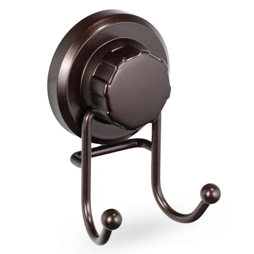 HASKO Suction Cup Hook for Shower, Stainless Steel Bathroom Suction Towel Hooks Hanger, Organizer for Towel, Bathrobe and Loofah, Includes Optional No Drill Adhesive Mount for Inside Shower, Bronze - color: Bronze