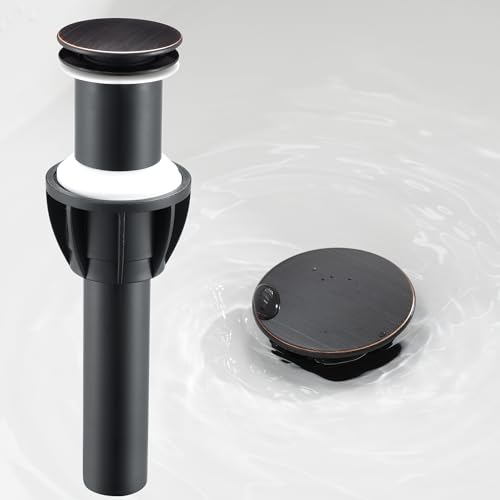 TIORIY Vessel Sink Drain Without Overflow, Plastic Bathroom Pop up Sink Drain Fit for 1 3/4 Inch Vessel Sink, Built-in Anti Clogging Sink Stopper, Oil Rubbed Bronze - color: No Overflow Oil Rubbed Bronze
