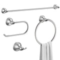 Formosa Design Hardware Classic 4-Piece Bathroom Accessories Set, 24-inch Towel Bar, Toilet Paper Holder, Towel Ring, and Robe Hook, Durable Zinc Alloy & Stainless Steel, (Polished Chrome Finish) - color: Polished Chrome