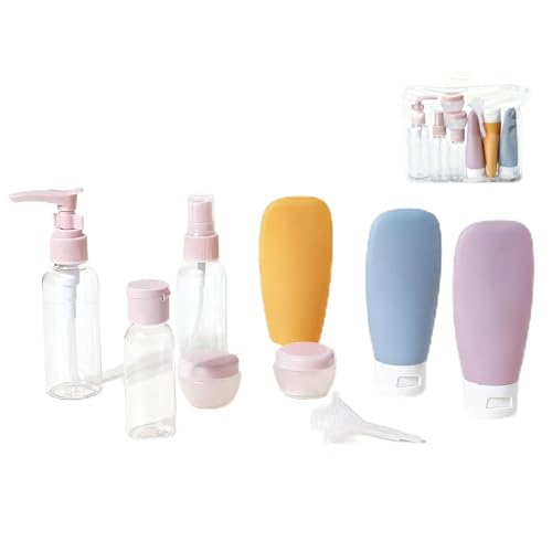 11pcs Travel Bottles for Toiletries, TSA Approved Travel Size Toiletries Containers Kit, Leak Proof Squeezable Travel Toiletry Liquid Bottles, Refillable Containers for Shampoo Conditioner Lotion - color: Color A