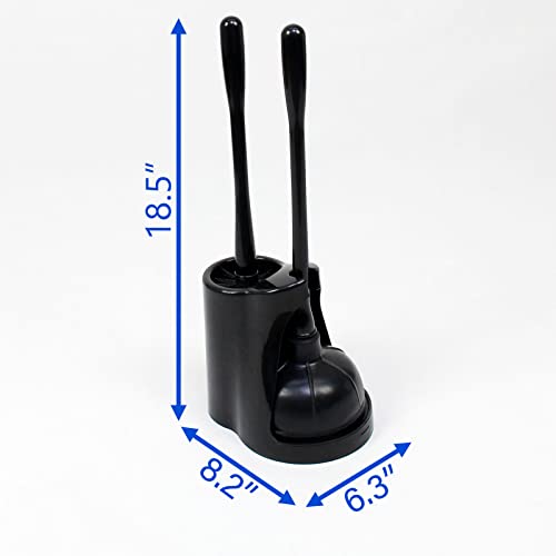 Casaphoria Toilet Plunger and Bowl Brush Combo for Bathroom Cleaning,Bathroom Accessories, Dark Black - style: Long_handle