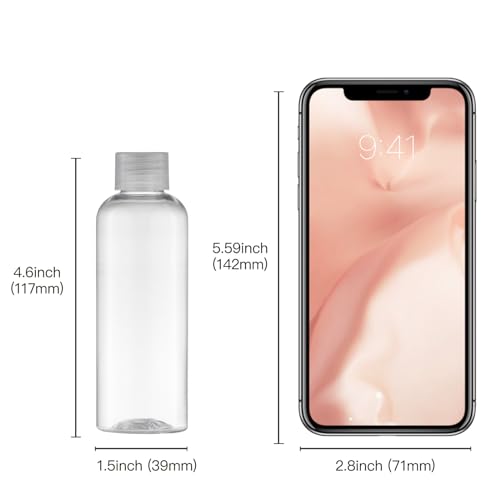 Tekson Plastic Travel Bottles 3.4 oz, Travel Size Containers for Shampoo, Empty Mouthwash Bottles with Clear Screw Cap (100ml, Clear) - color: Clear