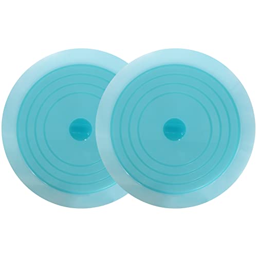 V-TOP Tub Stopper 2 Pack, 6 inches Large Silicone Drain Plug Hair Stopper Flat Suction Cover for Kitchen Bathroom and Laundry (Blue Transparent) - color: 6" Blue Transparent