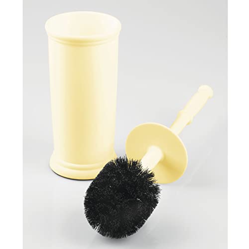 mDesign Toilet Bowl Brush and Holder - Covered Bathroom Brush - Standing Scrubber in Modern Holder - Space Saving, Deep Cleaning for Toilet - Hyde Collection - Light Yellow - color: Light Yellow