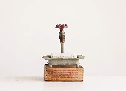 Creative Co-Op Rustic Metal Soap Dish with Faucet - color: Rust, style: Soap Dish