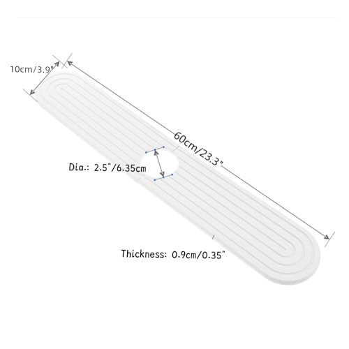 dophee Faucet Mat for Kitchen Sink, Diatomite Fast Drying Stone Sink Tray Faucet Splash Guard Absorbent Mat for Bathroom Counter, 23.3"x3.9", White - color: White
