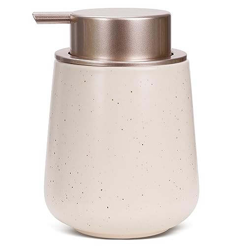 Bosilunlife Hand Soap Dispenser - 12oz Ceramic Soap Dispenser Bathroom Refillable Liquid Soap Pump Dispenser for Bathroom Kitchen Dispenser for Dish Soap with Easy-to-Press Pump - color: Apricot