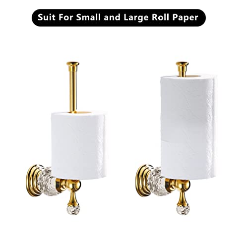 BATHSIR Crystal Toilet Paper Holder, Gold Toilet Roll Holder Modern Bathroom Accessories Zinc Alloy Tissue Hanger Wall Mounted - color: Gold