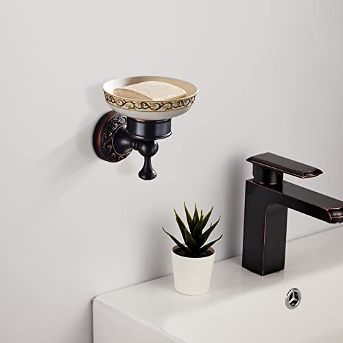 Leyden Bronze Soap Dish, Oil Rubbed Bronze Bathroom Accessories Soap Holder Shower Room Soap Dish Stand Organizer Tray Ceramic Dish Brass Retro Wave Pattern Design - color: Orb
