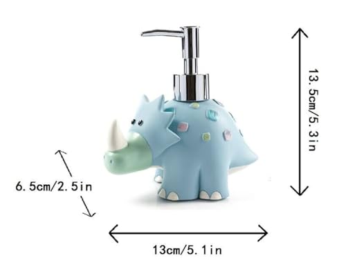 Wendin Cartoon Series Bath Accessory Set, Soap Dispenser Pump, Toothbrush Holder, Tumbler, Soap Dish Resin Art Color Decoration (Dinosaur Soap Pump) - color: Dinosaur Soap Pump