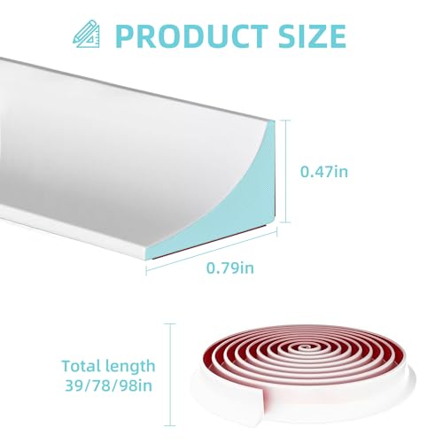 Shower Threshold Water Dam,Walk in Shower Water Guard, Shower Dam Water Barrier Bathroom Sink Splash for Dry And Wet Separation Caulk Seal Strip Edge Trim (39Inch, White) - color: White, style: 39Inch