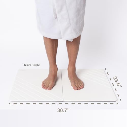 Water Stone Quick-Drying Bath Mat, Large Off-White (30.7”x23.6”), Eco-Friendly, Non-Slip, Super Absorbent Bathroom Rug, Fast Drying Floor Mat for Shower - color: Off White - Large