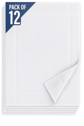 Pearl Linens Pack of 12 100% Cotton Bath Mat 20x30 inches, Soft & Absorbent Quick Dry Bathroom Mat Set, Not Bathroom Rugs, After Shower Mat, Bath Tub Mat, 687 GSM, Machine Washable, White - color: White, size: 20x30 - Set of 12