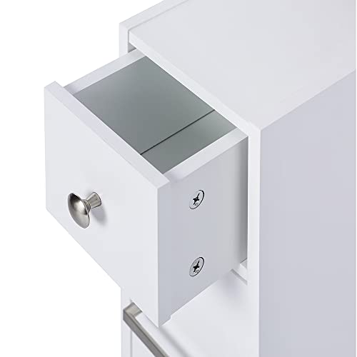 Spirich Slim Bathroom Storage Cabinet, Free Standing Toilet Paper Holder, Bathroom Cabinet Slide Out Drawer Storage, White - color: White