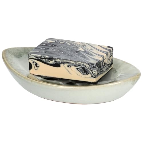 Ceramic Soap Dish with Self Draining Tray for Bar Soap, Bathroom, Kitchen (SmokyWhite) - color: Smoky White