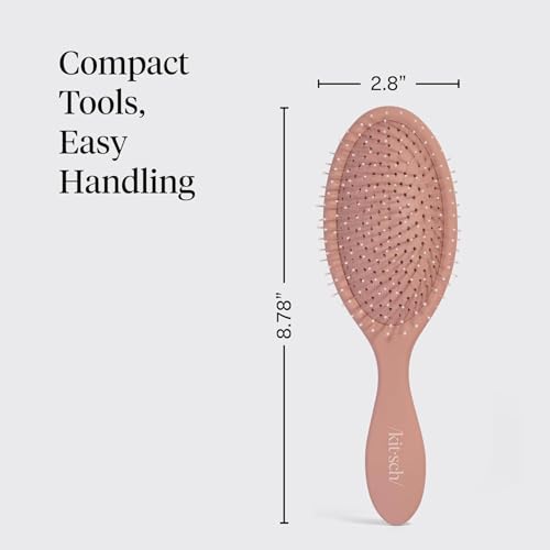 Kitsch Wet/Dry Hair Brush Detangler – Flexi Hair Brush for Women, Men & Kids | Detangling Brush for Curly Hair, Bounce Curl Defining Brush for Wet or Dry Strands - Terracotta - color: Terracotta