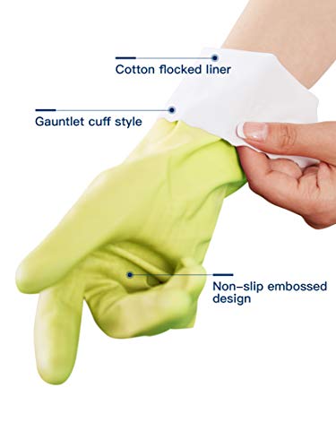 LANON wahoo Skin-Friendly Cleaning Gloves, Dishwashing Kitchen Gloves with Cotton Flocked Liner, Reusable, Non-Slip, Bud Tender, Large - color: Bud Tender, size: Large (Pack of 1)