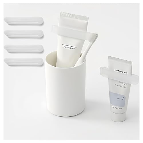 4-Pack Toothpaste Squeezer, Tube Squeezer Tool & Tooth Paste Dispenser | JM.JEEMI PP Toothpaste Roller for Bathroom, Works with Creams, Cosmetics, Lotions in Tubes up to 2.6" Wide