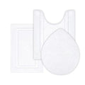 SHACOS White Bathroom Rugs Sets 3 Piece, Non Slip Soft Absorbent 16"x24" | Small Microfiber Bath Mat with Toilet Lid Cover, Shaggy Carpet U-Shaped Contour Toilet Rug, Machine Washable - color: White, size: 16"x24"+U-Shape 20"x24"+Lid Cover 19"x21"