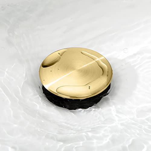TIORIY Pop up Bahtroom Sink Drain with Overflow, Brushed Gold Vessel Sink Drain for Bathroom Assembly, Anti Clogging Bathroom Sink Stopper, Suit for 1 3/4 Hole - color: With Overflow Brushed Gold