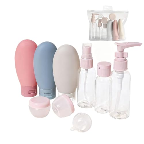 11pcs Travel Bottles for Toiletries, TSA Approved Travel Size Toiletries Containers Kit, Leak Proof Squeezable Travel Toiletry Liquid Bottles, Refillable Containers for Shampoo Conditioner Lotion - color: Color B