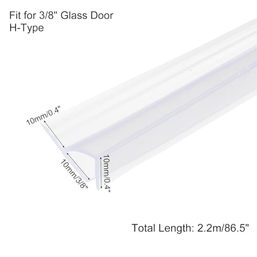 uxcell Shower Door Side Seal, H-Type Shower Door Sweep for 3/8" Glass 86.5" Long Silicone Frameless Glass Door Seal Strip, Stop Shower Leaks, Clear - size: 3/8" Glass 86.5" Long