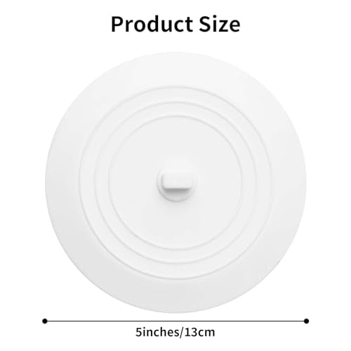 Vaincre White Bathtub Drain Stopper - 2PCS 5" Silicone Kitchen Bathroom Hair Water Shower Stopper, Bathtub Drain Plug, Universal Flat Suction Shower Kitchen Cover, Bathroom Laundry Accessories - color: White+white