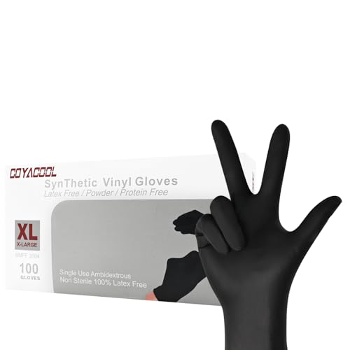 Disposable Gloves X-Large, Nitrile and Vinyl Blend Material Gloves, Latex Free, 4 Mil,100 Pc. - Food Grade Glove for Cleaning, Food Prep,Hair Dye, Tattoo, Black - color: Black, size: X-Large-100pc