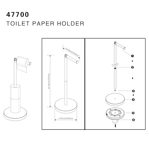 Free Standing Toilet Roll Holder Bathroom Storage, Rotatable Toilet Paper Holder Stand with Shelf, Brushed Nickel Floor Toilet Paper Rack Storage - color: Brushed Nickel