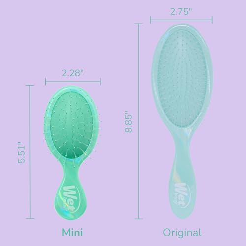 Wet Brush Mini Detangler Hair Brush for Gentle Knot Removal, Compact Travel Size, Soft Bristles for Pain-Free Detangling, Less Breakage, Works on All Hair Types, Limited Edition, Prismatic Glow Green - color: Prismatic Glow Green