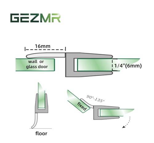 4-Pack Frameless Shower Door Side Seal Strip Shower Door Bottom Seal Shower Door Sweep for 1/4 Inch Thick Glass, Vertical H-Type Glass Door Seal Stop Leaks. (4-Pack x 45" Length) - size: H-Type - 1/4 inch (6mm) - N/A