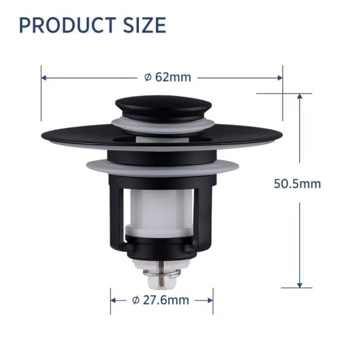 Universal 2 in 1Bathroom Sink Stopper, 2 Pack Pop Up Bathroom Sink Drain Strainer for 1.06"-1.65" Basin Drain Holes, Anti Clogging Drain Filter (Matte Black(s)-2p) - color: Matte Black(s)-2p