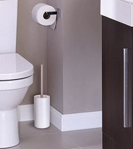 Creative Scents Estella White Toilet Brush Set - Decorative Bathroom Toilet Bowl Brush and Holder - Ventilated Toilet Cleaner Brush with Strong Bristles Rust Proof for Elegant Bathroom Accessories - color: White