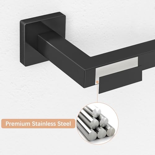 FEILERN Toilet Paper Holder Matte Black, 2 Pack Wall Mount for Bathroom | Square Tissue Paper Holder, Stainless Steel, Double Post Pivoting, Commercial Toilet Paper Dispenser - color: Black, size: 2 Pack