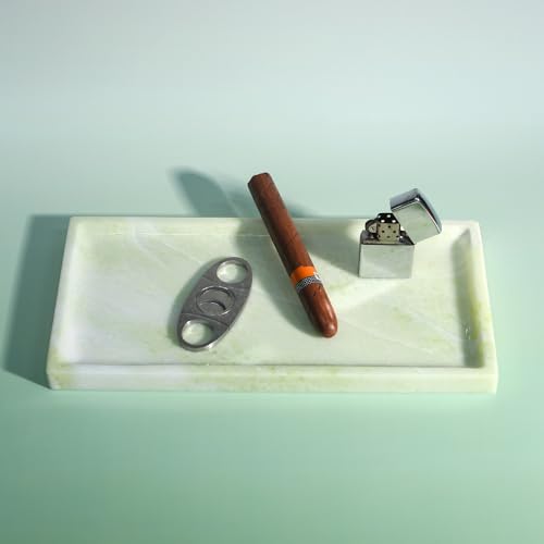 100% Natural Marble Tray, Handcrafted Vanity Catchall | Luxury Natural Marble Tray for Perfume, Jewelry, Soap, Elegant Bathroom & Kitchen Counter Decor - color: 036-fd Green