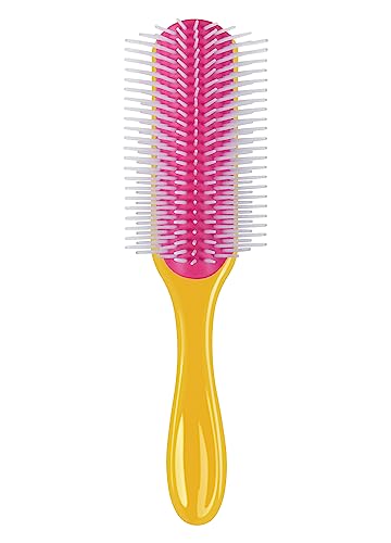 Curly Hair Brush for Women Men Curl Defining Hairbrush Small Mini Detangler Edge Combs Barber Styling Tools Travel Accessories Cruise Ship Essential 2026 Beach Vacation Must Have Gift - color: Yellow 9 Row