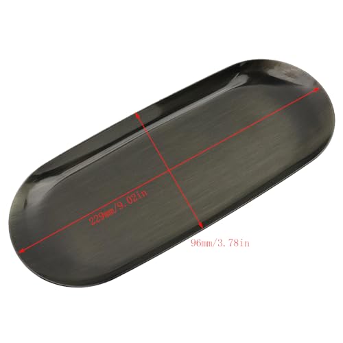 Dnyta 2Pcs Stainless Steel Decorative Tray, Decor Jewelry Dish, Bathroom Decor Makeup Serving Trays for Dresser, 9 x 3.8in Cosmetics Home Decor for Keys Watch Wallet Trinket (Oval, Bronze) - style: Oval retro bronze style (2pcs)