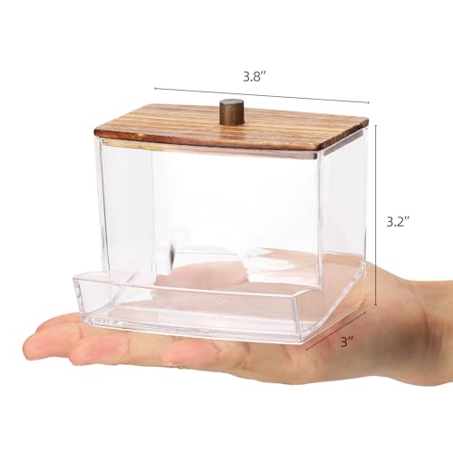 Tbestmax 10oz Qtip Holder Dispenser with Black Wood Lids, Big Cotton Swab Holder Bathroom Accessories Organizer for Storage-Qtips Cotton Ball, Floss Container - color: 1Pc-Black