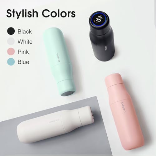 VSITOO S1 15oz Mini Insulated Stainless Steel Self-Cleaning Water Bottle | Mini 15oz Insulated Bottle for Purses & School Bags, With Auto Self-Cleaning, Touchscreen, 30-Day Battery & 24H Cold - color: White, size: 14.8 Ounces
