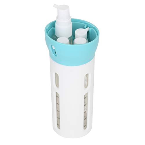 Travigo 4-in-1 Travel Dispenser Bottle, TSA Approved, Leak Proof, Four Reusable 1.4 oz. (40 mL) Toiletry Containers for Shampoo, Conditioner, Soap, Lotion, Skincare (Blue) - color: 1 Dispenser (Blue)