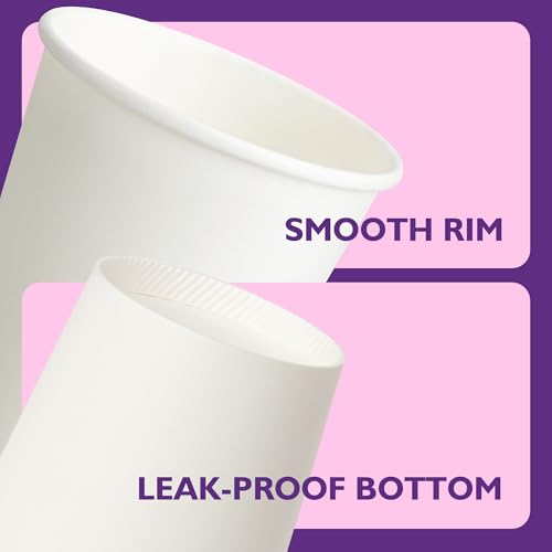 16 oz White Paper Coffee Cups, Disposable Hot Drink Cups for Coffee, Tea, Cocoa, Water, 200 Pack - color: White, size: 16 oz