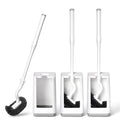 Toilet Bowl Brush and Holder 3 Pack Sturdy Plastic Long Handled Toilet Brushes for Bathroom with Ventilated Base Easy to Assemble for Deep Cleaning (White 3) - color: White 3