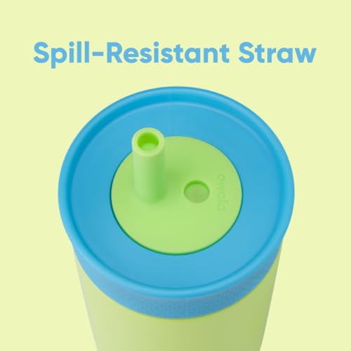 Owala Kids Insulation Stainless Steel Tumbler with Spill Resistant Flexible Straw, Easy to Clean, Kids Water Bottle, Great for Travel, Dishwasher Safe, 12 Oz, Blue and Light Green (Turtley Awesome) - color: Turtley Awesome, size: 12 Ounces