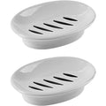 WYOK 2-Pack Soap Dish with Drain Plastic Sponge Holder Easy Cleaning Soap Saver Tray Caddy Keep Dry Stop Mushy for Shower Bathroom Kitchen(Grey) - color: Grey