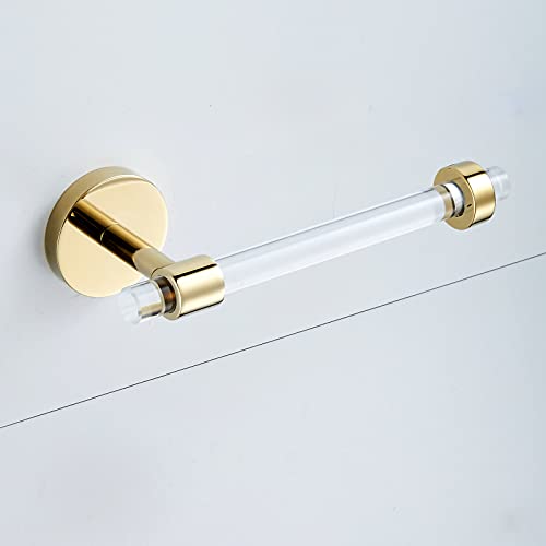 Gold Bathroom Hardware Accessories Set - Acrylic Hand Towel Holder Toilet Paper Holder Towel Hook - Wall Mounted Bath Towel Bar Set 3 Pieces SHUNLI - size: 3-Piece