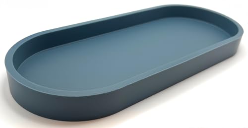 Premium 12” x 5” Silicone Vanity Tray | Sink and Surface Organizer with Sturdy Non-Slip Base | Heat Safe, Dishwasher Safe (Smoky Blue) - color: Smoky Blue
