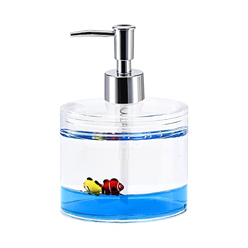 Locco Decor 5 Piece Acrylic Liquid 3D Floating Motion Bathroom Vanity Accessory Set Ocean Cartoon Animal Theme Nimo Fish Toothbrush Holder, Tumbler, Soap Dispenser, Soap Dish, Toiletbrush Holder Set - size: 5-piece, style: Fish