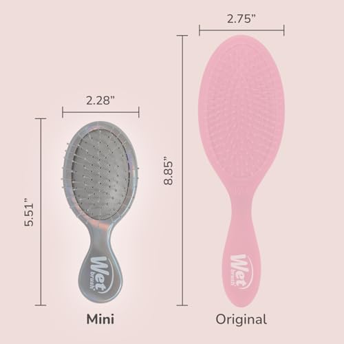 Wet Brush Mini Detangler Hair Brush, Chrome (Iridescence Icon), Detangling Travel Hairbrush, Ultra-Soft IntelliFlex Bristles Glide Through Tangles with Ease, Pain-Free, All Hair Types, Limited Edition - color: Iridescence Icon Chrome