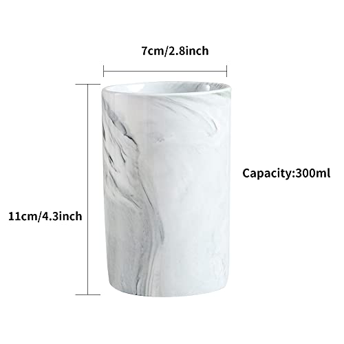 Ceramic Toothbrush Holder, Bathroom Cup, Drinking Mug, Coffee Cups, Marble Pattern Pen Holders, 300ml/Pcs (Grey) - color: Grey